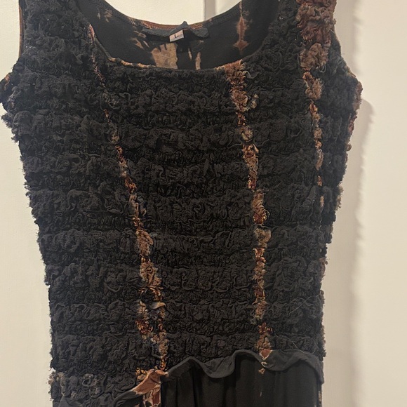 Chic Sleeveless Black and Brown Midi Dress - Picture 3 of 4